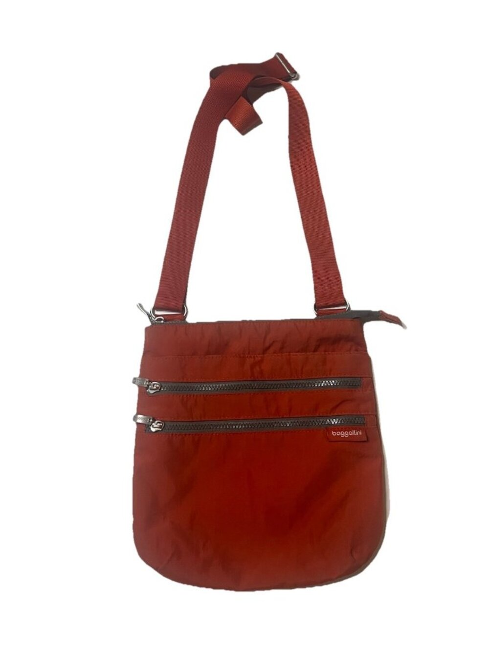 Baggallini Nylon Crossbody Travel Bag Orange Lightweight Organizer Purse 11x10